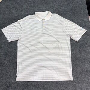 Nike White and Gray Striped Polo Shirt